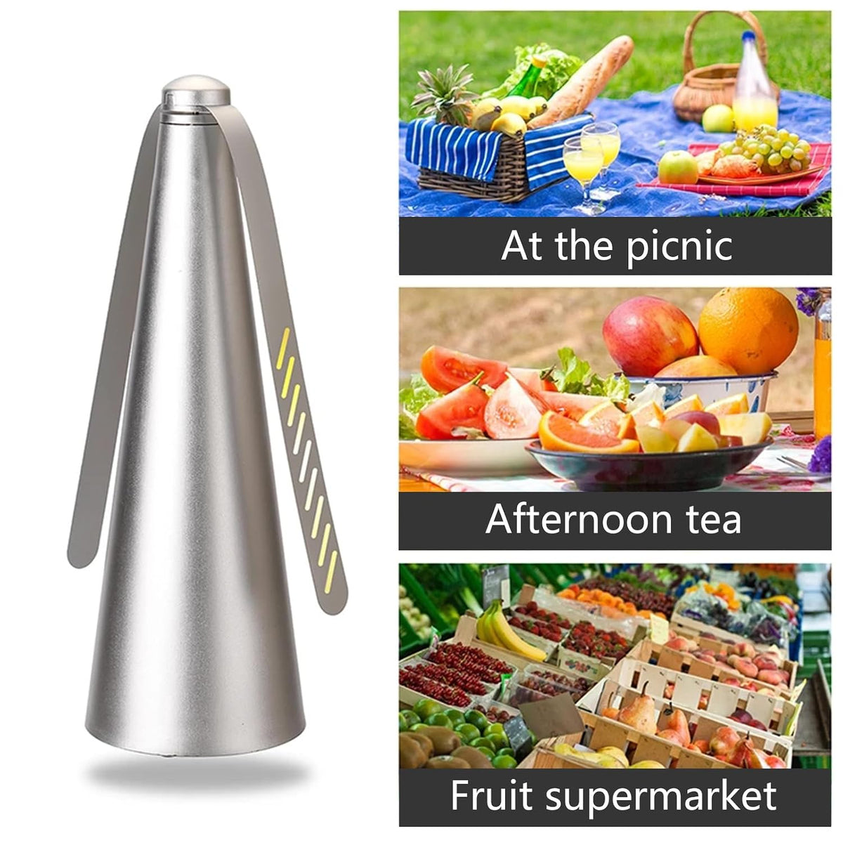 Fly Repellent Fans 2 Pack Gold Indoor Outdoor Food Protector Picnic Insect Fans