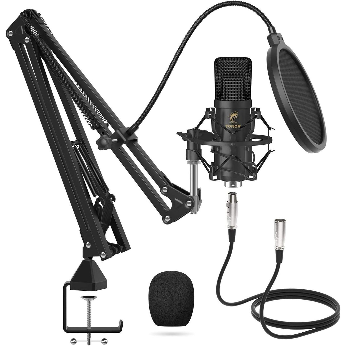 XLR Condenser Microphone Cardioid T20 Boom Arm Podcast Studio TONOR Mic Kit