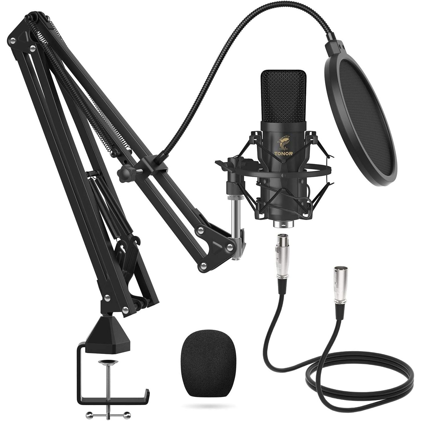 XLR Condenser Microphone Cardioid T20 Boom Arm Podcast Studio TONOR Mic Kit