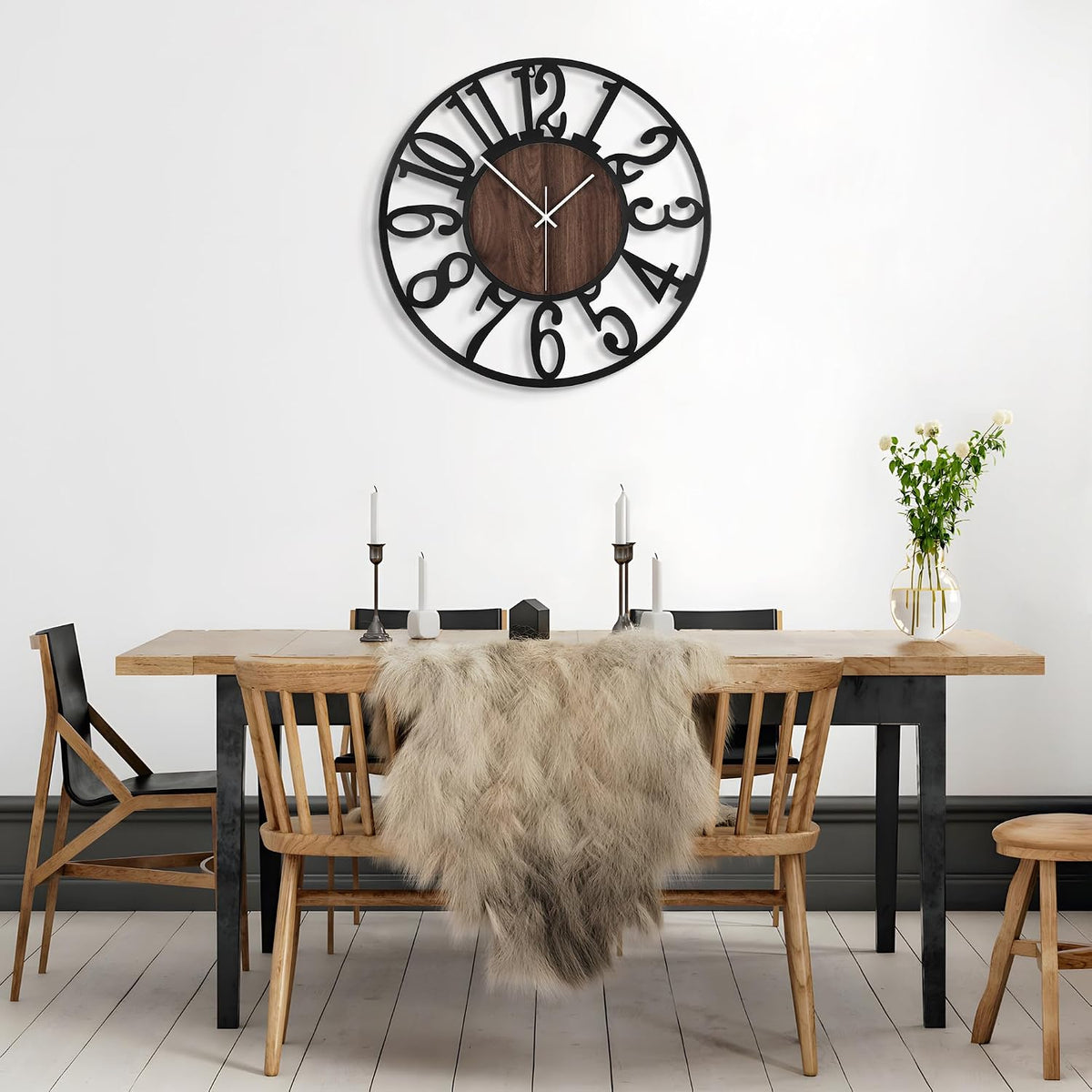 Large Wall Clock 60cm 24 Inch Silent Battery Operated Retro Vintage Home Decor