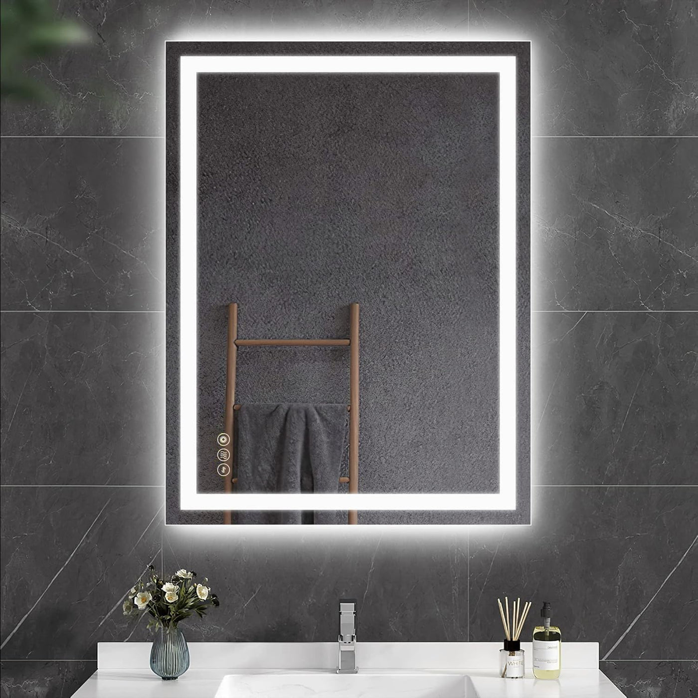 LED Bathroom Mirror 50x70cm Dimmable Anti Fog Colour Change Backlit Vanity Wall