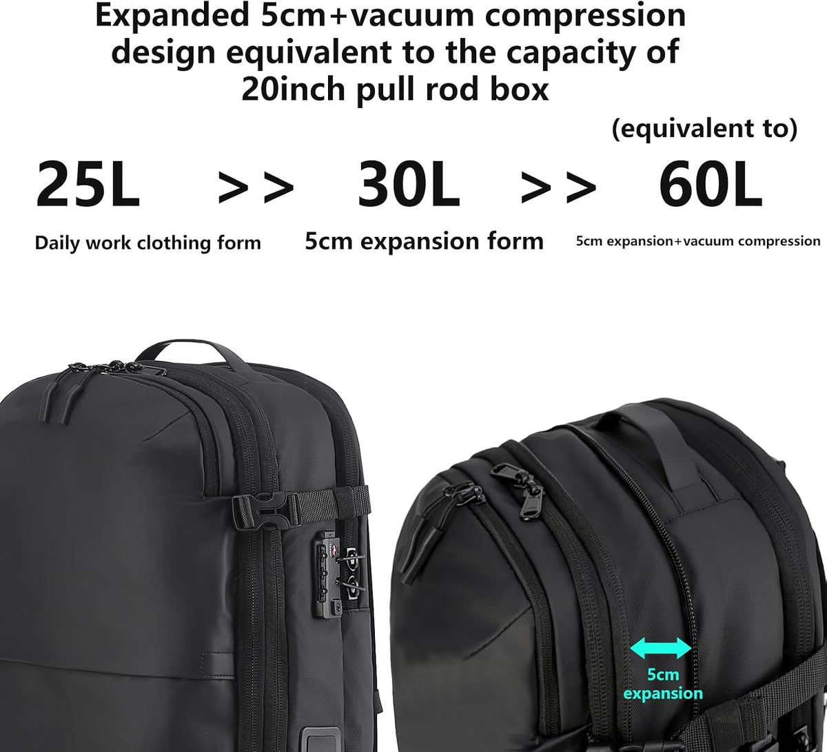 Travel Backpack Vacuum Compression Expandable 5in Water Resistant Laptop LIGHTGO