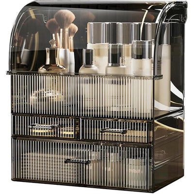 Skincare Organiser XL 4 Compartments 3 Drawers Acrylic Dustproof Makeup Storage