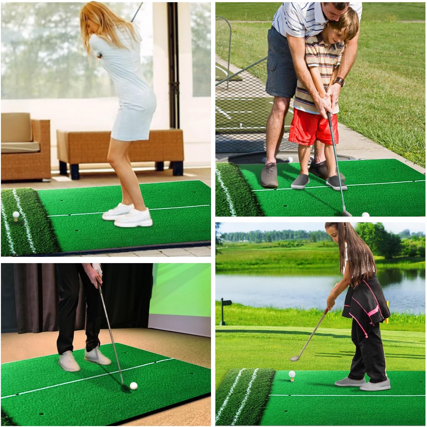 LaiEr Golf Training Hitting Mat, 3.7x5ft Thickening, Practice Indoor & Outdoor