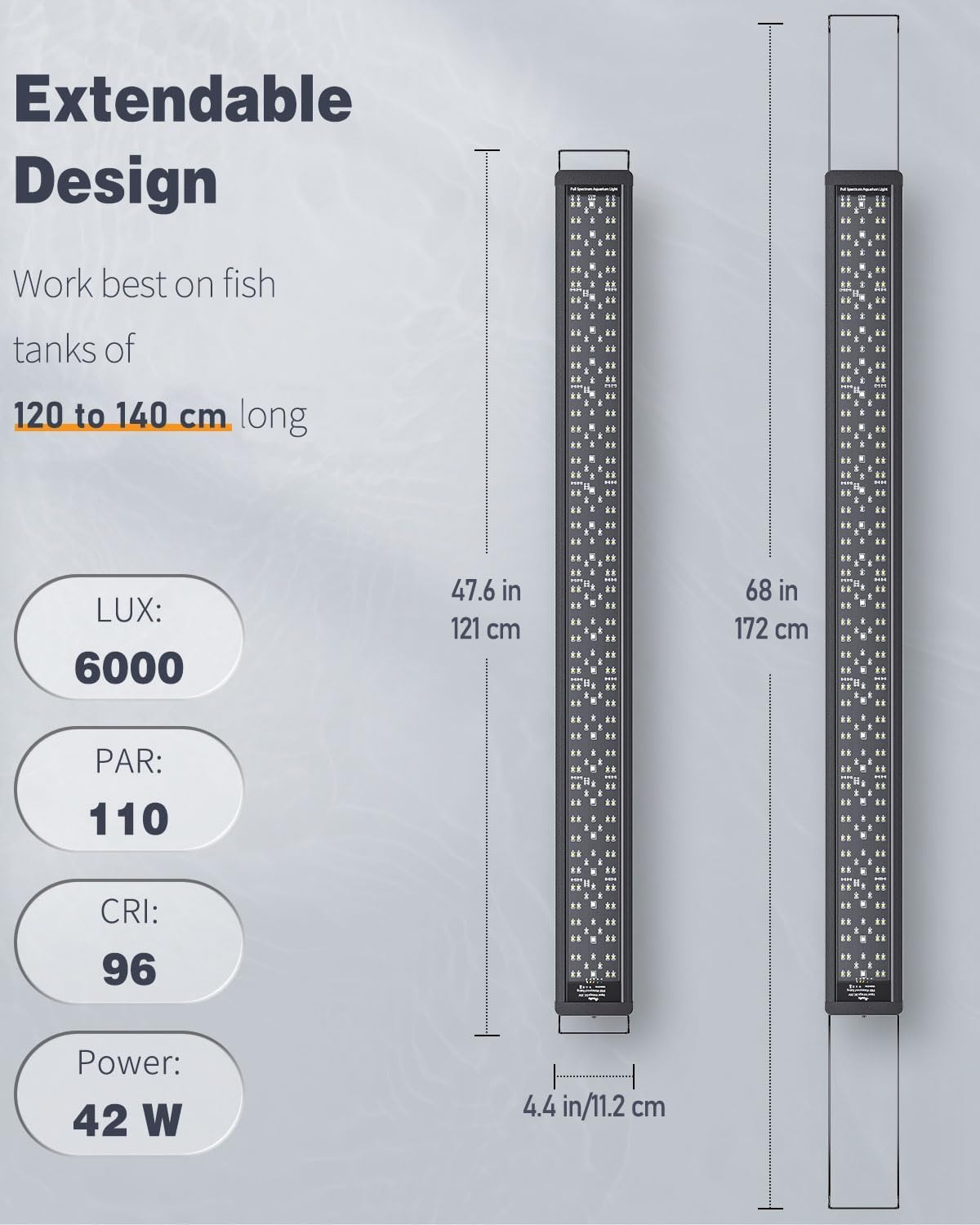Aquarium LED Light 120-140cm Full Spectrum Timer Dimmable Pawfly