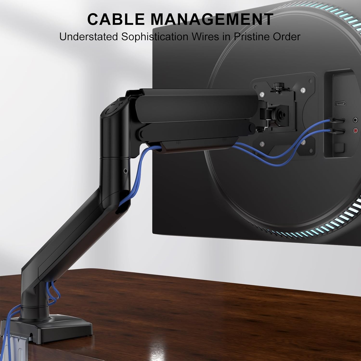 Single Monitor Arm 13-34 Inch Gas Spring Adjustable VESA Black WALI