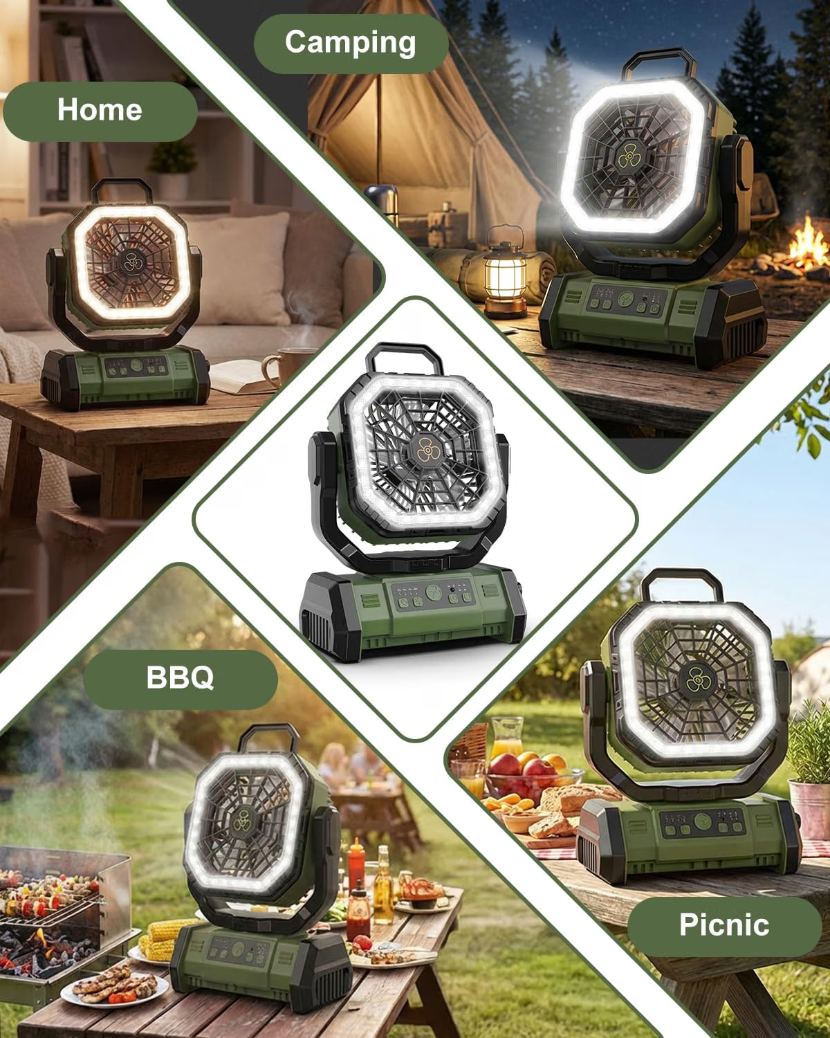 Camping Fan 20000mAh Rechargeable Remote Lamp Power Bank 4 Speed Spopal Portable