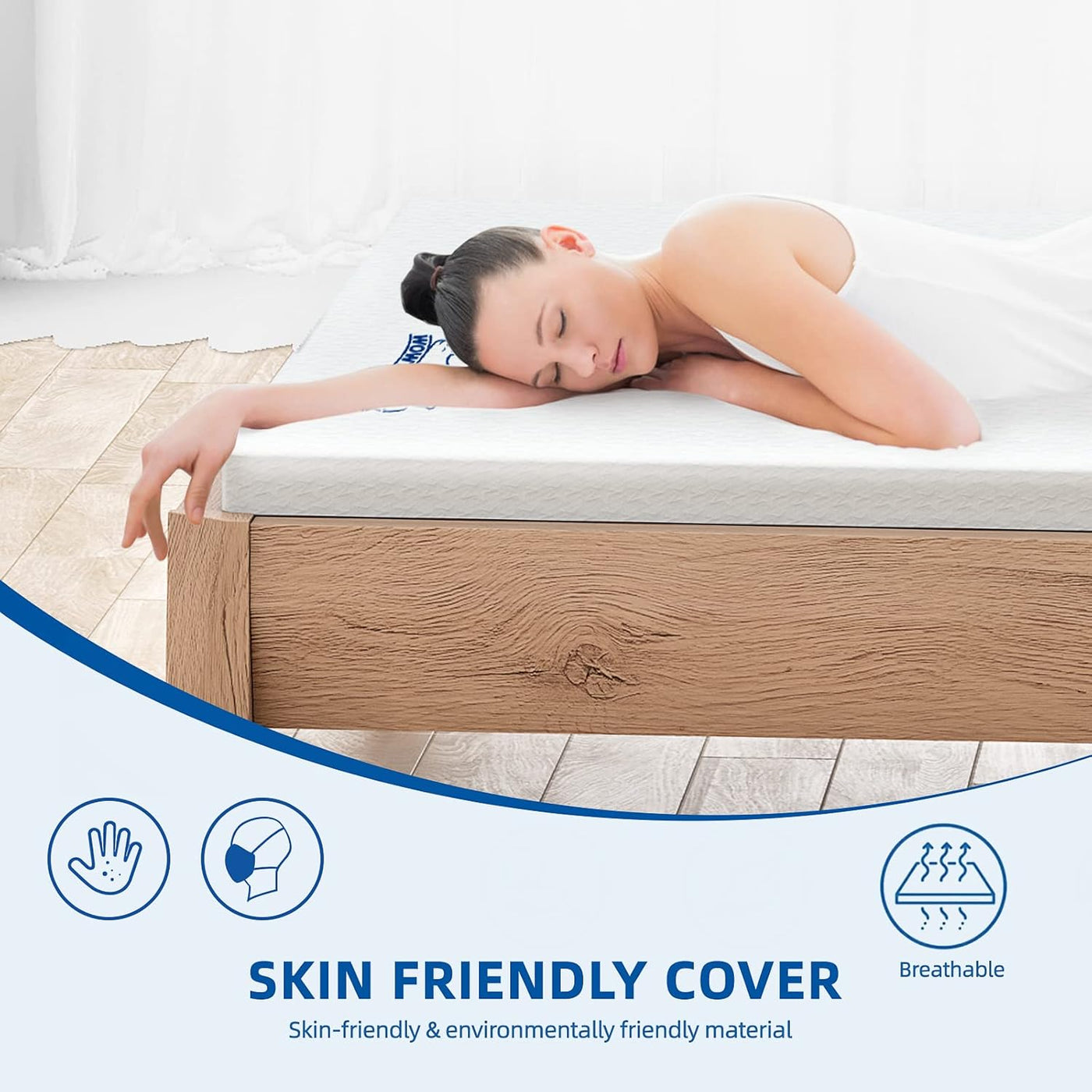 Memory Foam Mattress Topper King Size 2 Inch Cooling Breathable 15x200cm