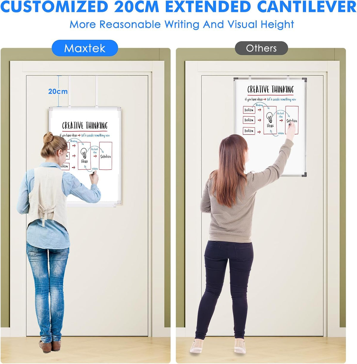 Magnetic Whiteboard 90x60cm Over Door No Drill Dry Erase Board Office maxtek