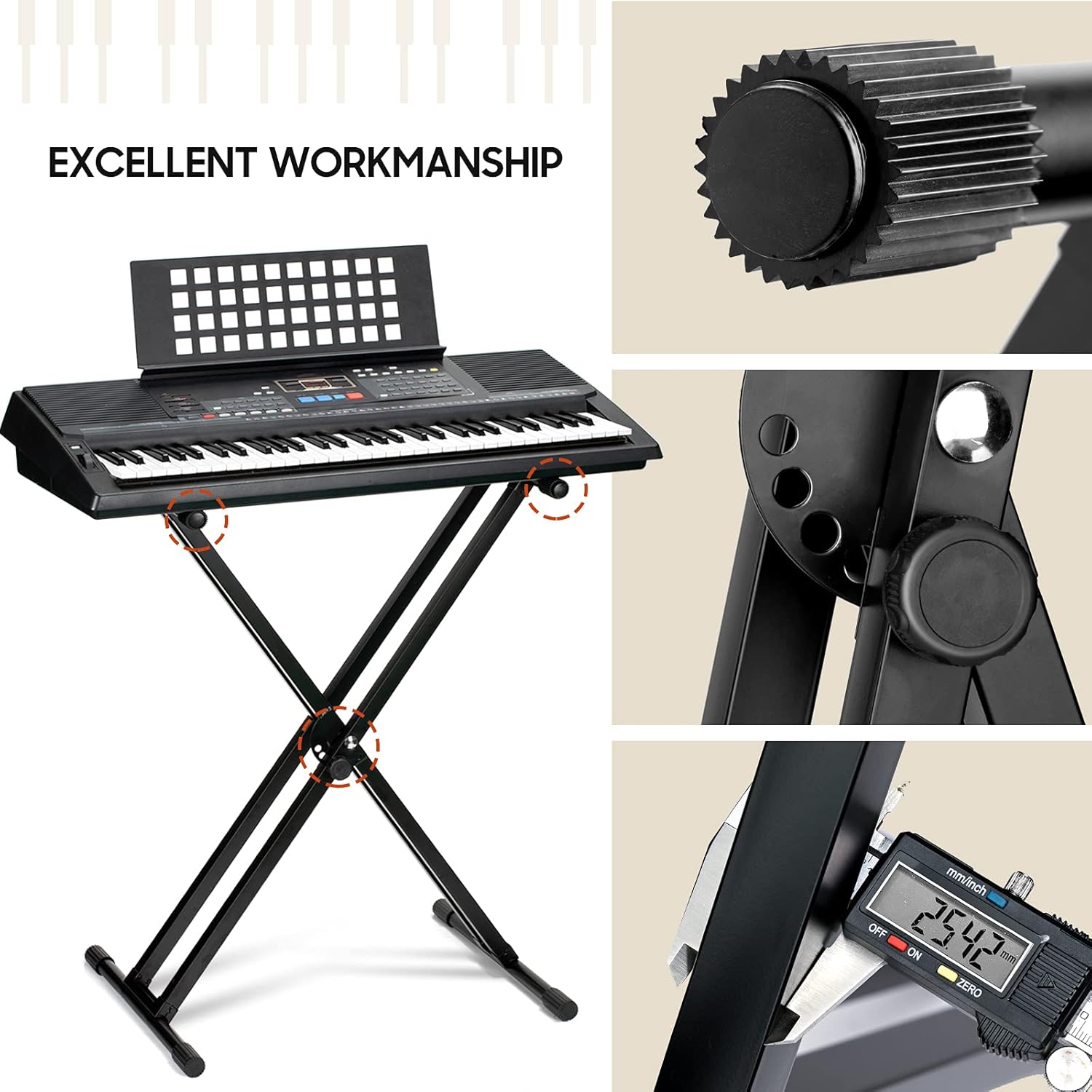 Double X Keyboard Stand 61 76 88 Key Height Adjustable CAHAYA