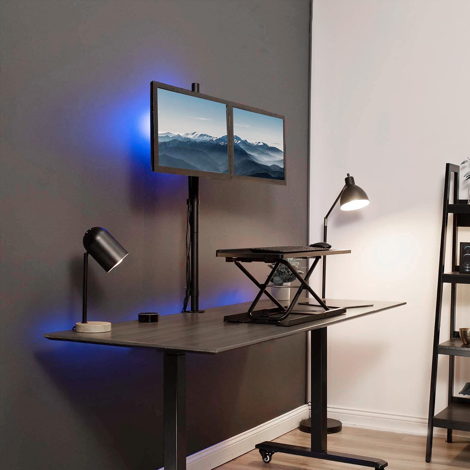 Dual Monitor Stand 27 Inch Extra Tall 39 Inch Pole Adjustable VIVO