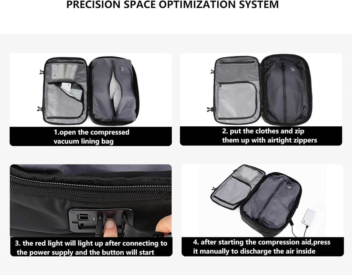 Travel Backpack Vacuum Compression Expandable 5in Water Resistant Laptop LIGHTGO