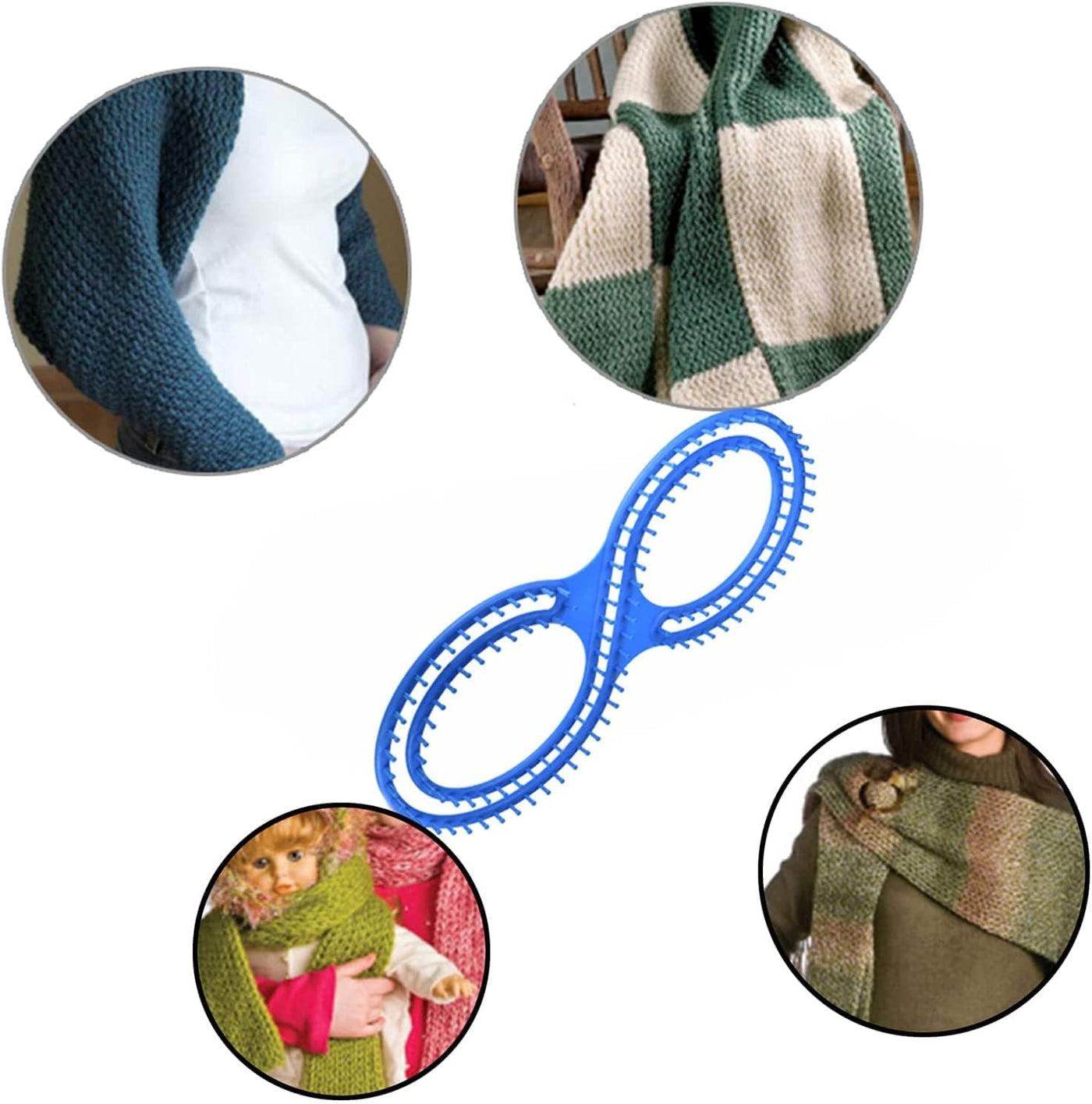 Blue fabric brush with images of scarves and clothing in the background