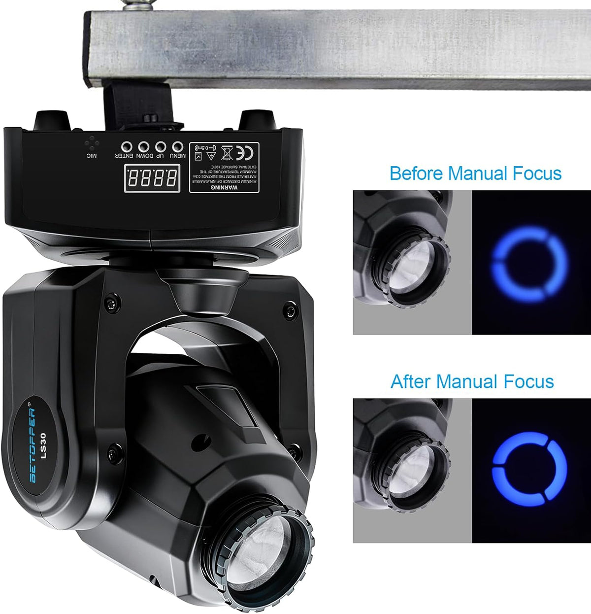 DJ Moving Head Lights 2 Pack LED Spot Strobe 8 GOBO DMX Sound Activated BETOPPER