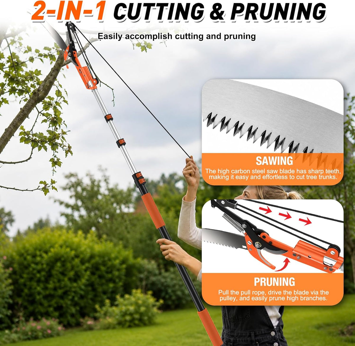 Telescopic Tree Pruner 6m Pole Saw Lopper 2 in 1 Extendable SISUPASSIE