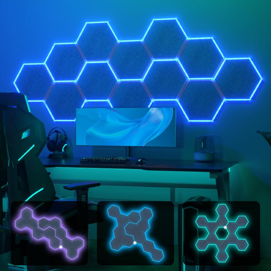 RGB Acoustic Panels 12 Pack Self Adhesive App Control Soundproofing TONOR Studio
