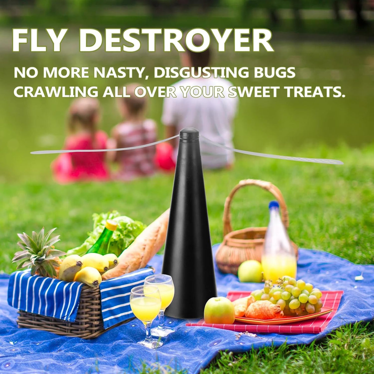 Fly Repellent Fans 2 Pack Gold Indoor Outdoor Food Protector Picnic Insect Fans