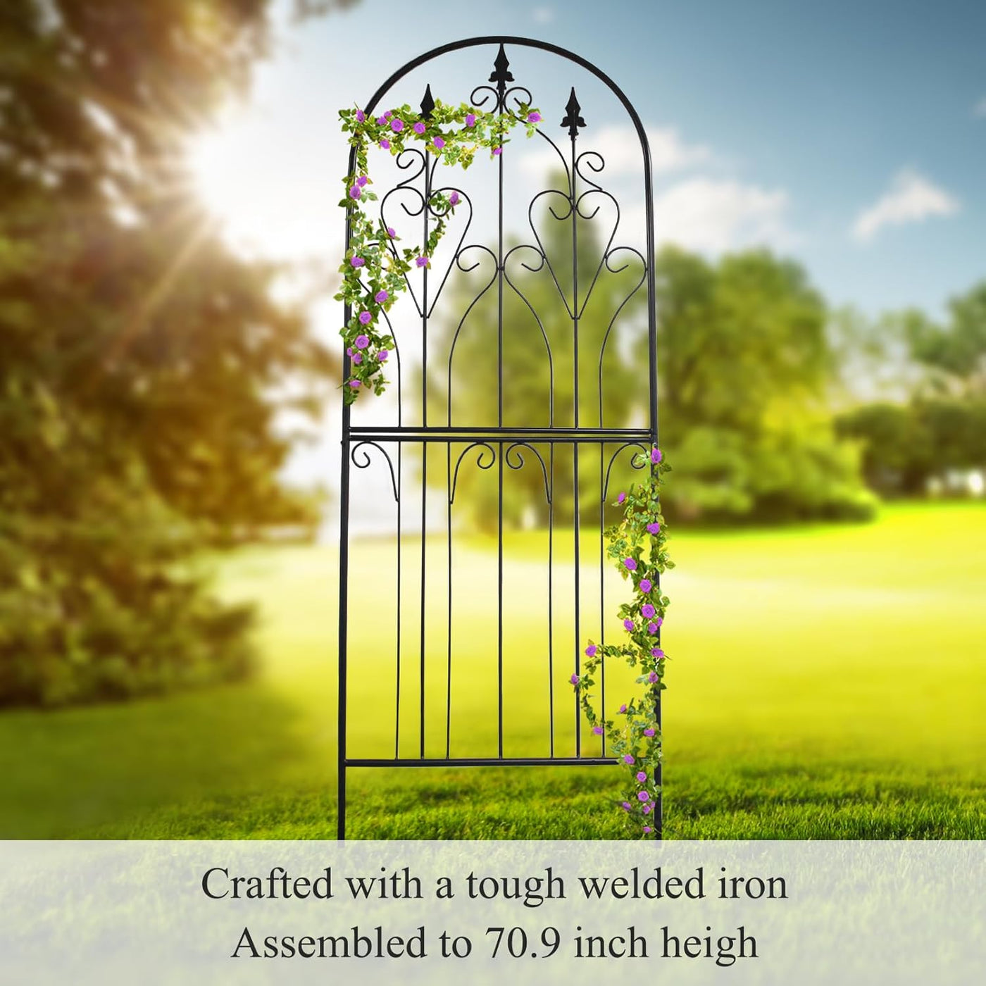 Metal Garden Trellis 70.9 Inch Rust Resistant Climbing Frame Black Premium