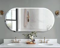 Oblong Wall Mirror 60x120cm Frameless Beveled Edge Silver Mirror