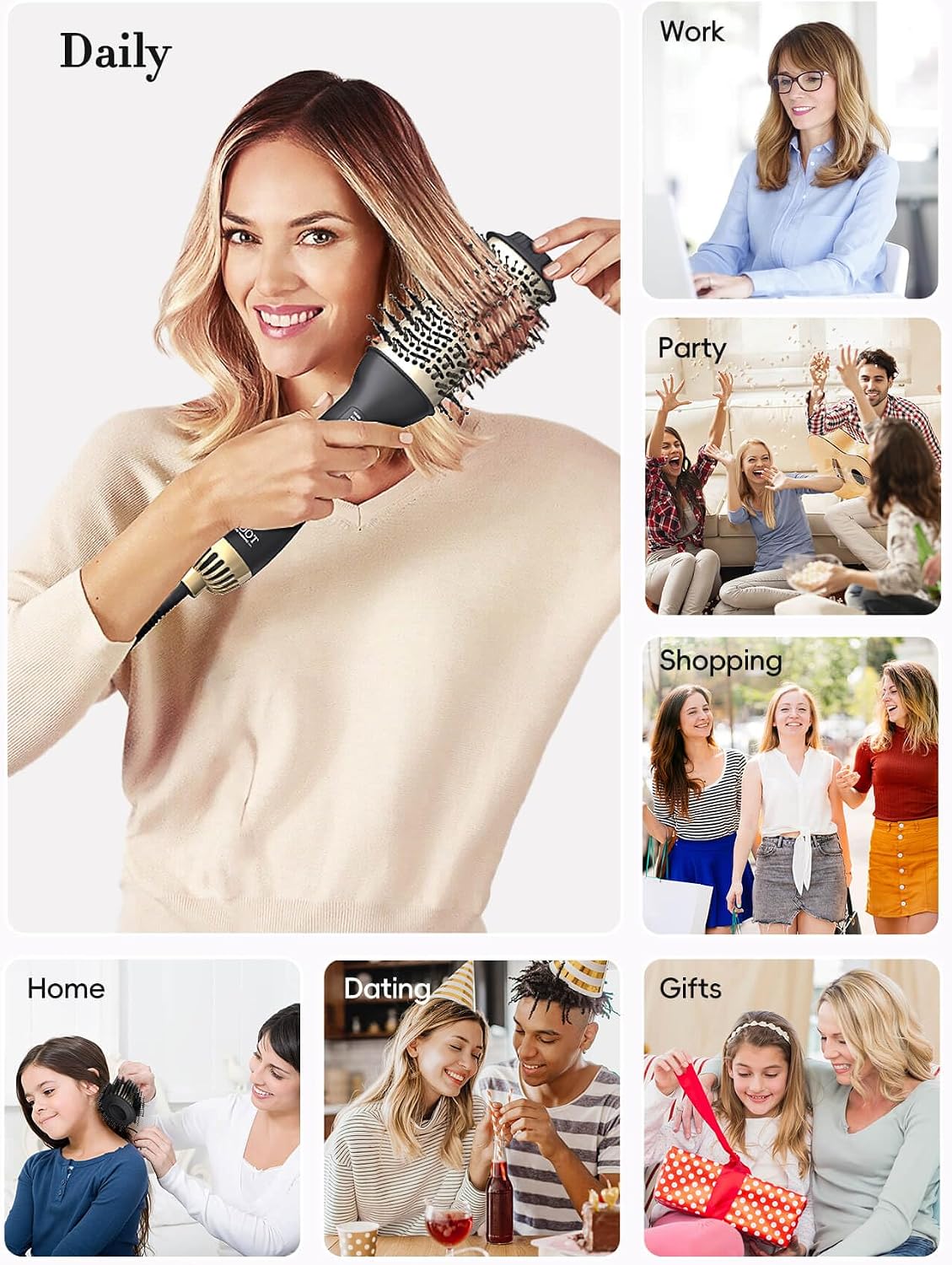Hair Dryer Brush 60mm Oval Hot Air Styler Volumiser Blowout Brush LANDOT Ionic