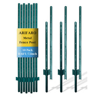 Metal Fence Posts 185cm 6ft U Post 10 Pack Steel Wire Garden Fencing ARIFARO