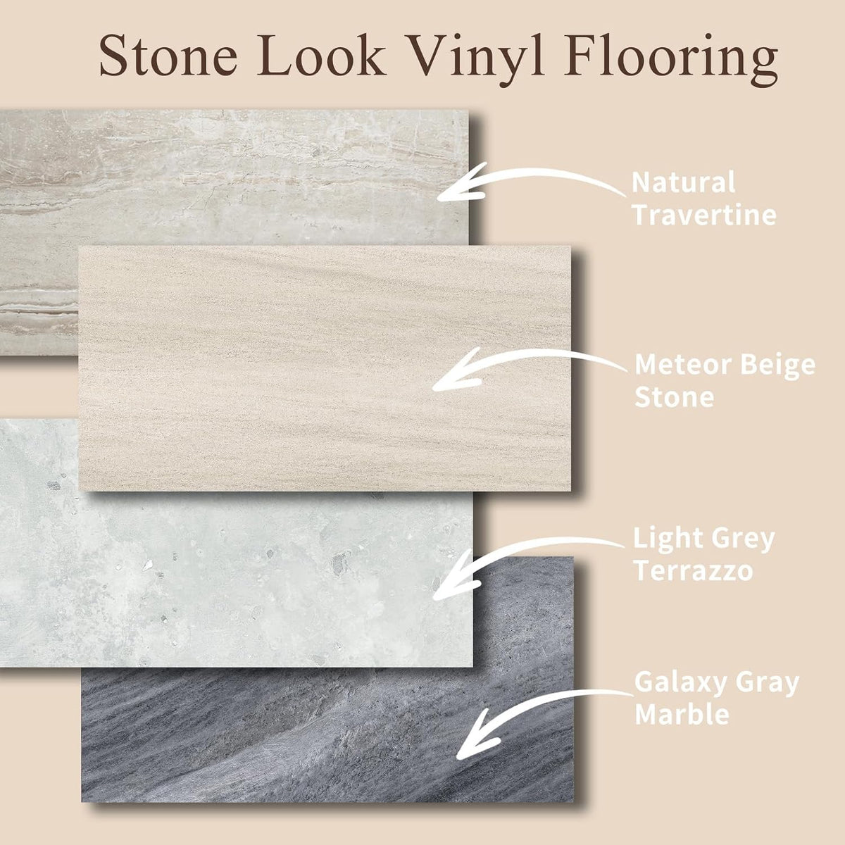 Self Adhesive Vinyl Floor Tiles 61x30.5cm Stone Effect Waterproof Mysflosy