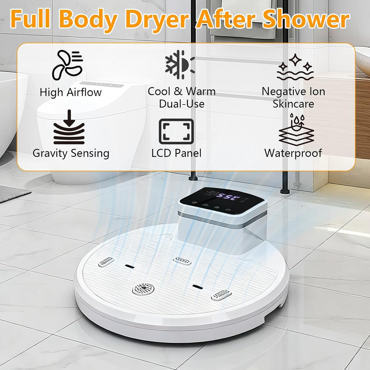 Full Body Air Dryer 2500W Pre Warm LED Touch Panel 3 Speed Cold Warm Body Dryer
