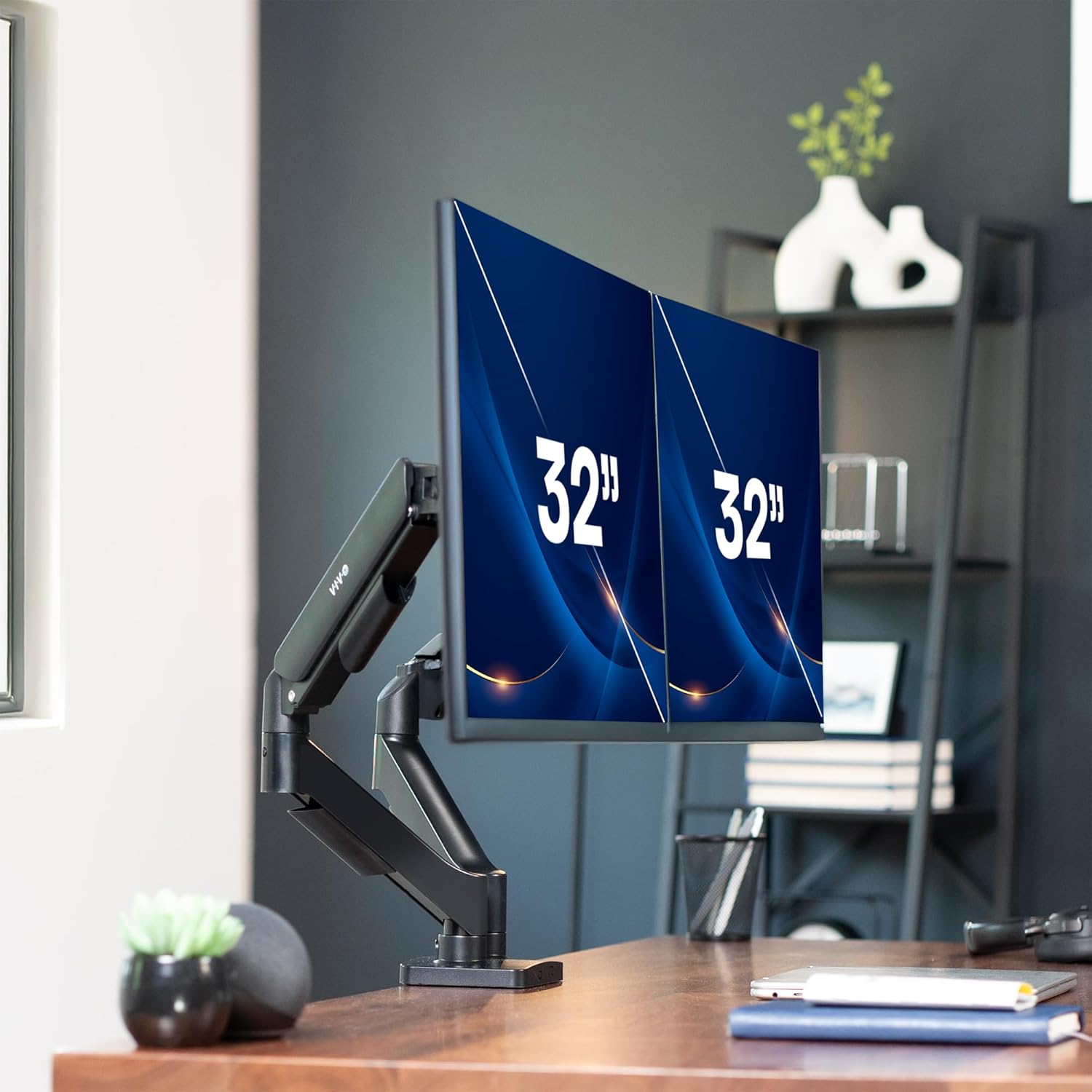 Dual Monitor Desk Mount 32 Inch Pneumatic Adjustable VESA Arms VIVO Classic Stand