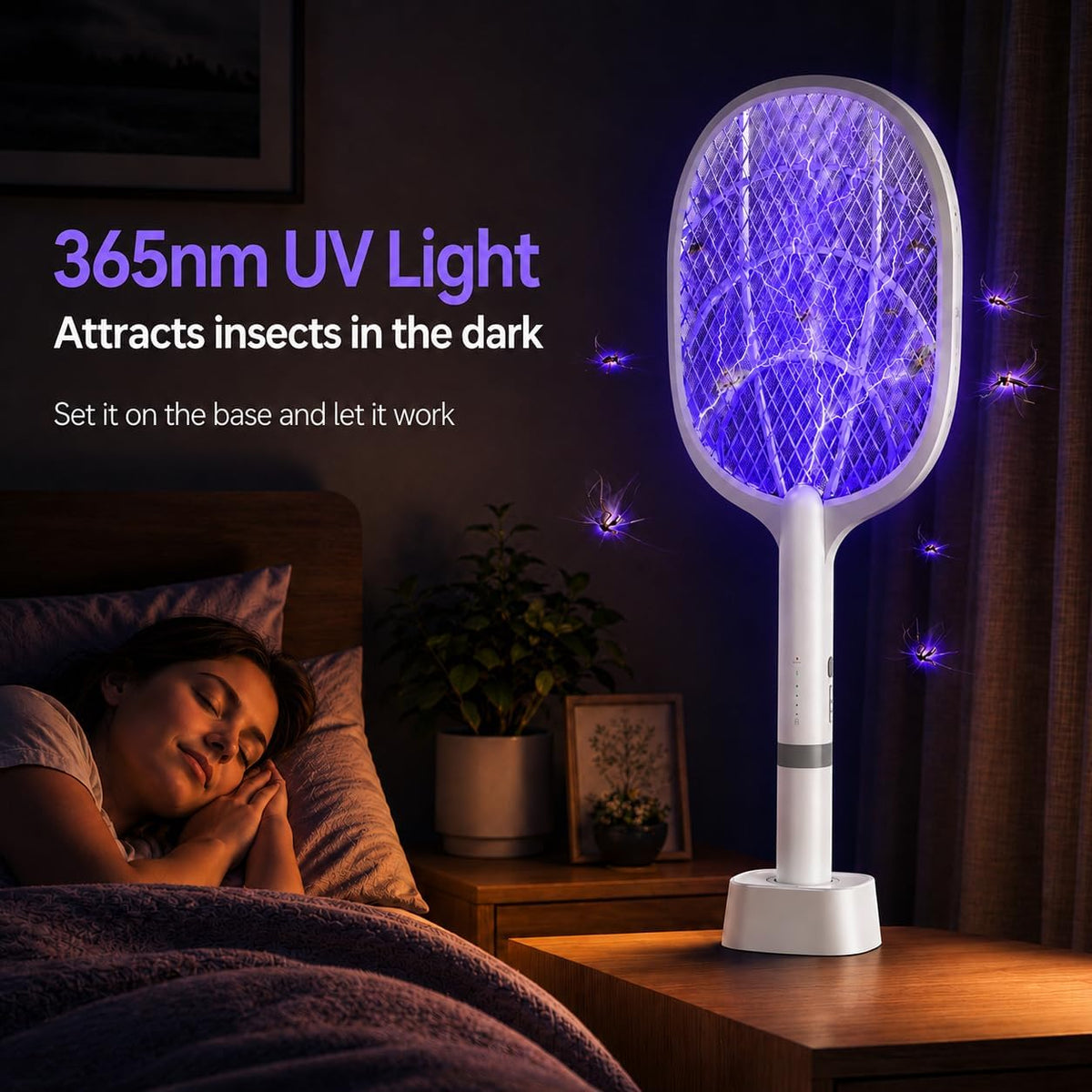 Electric Fly Zapper 4000V Rechargeable UV Light Insect Killer Trap DANGZW Indoor
