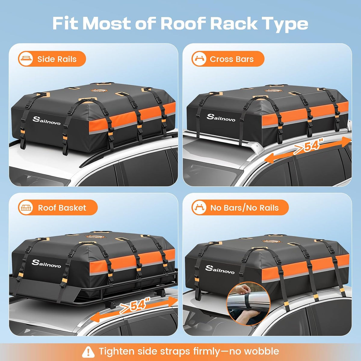 Car Roof Bag 21 Cu Ft 595L Waterproof Foldable Soft Roof Box Sailnovo Cargo Carrier