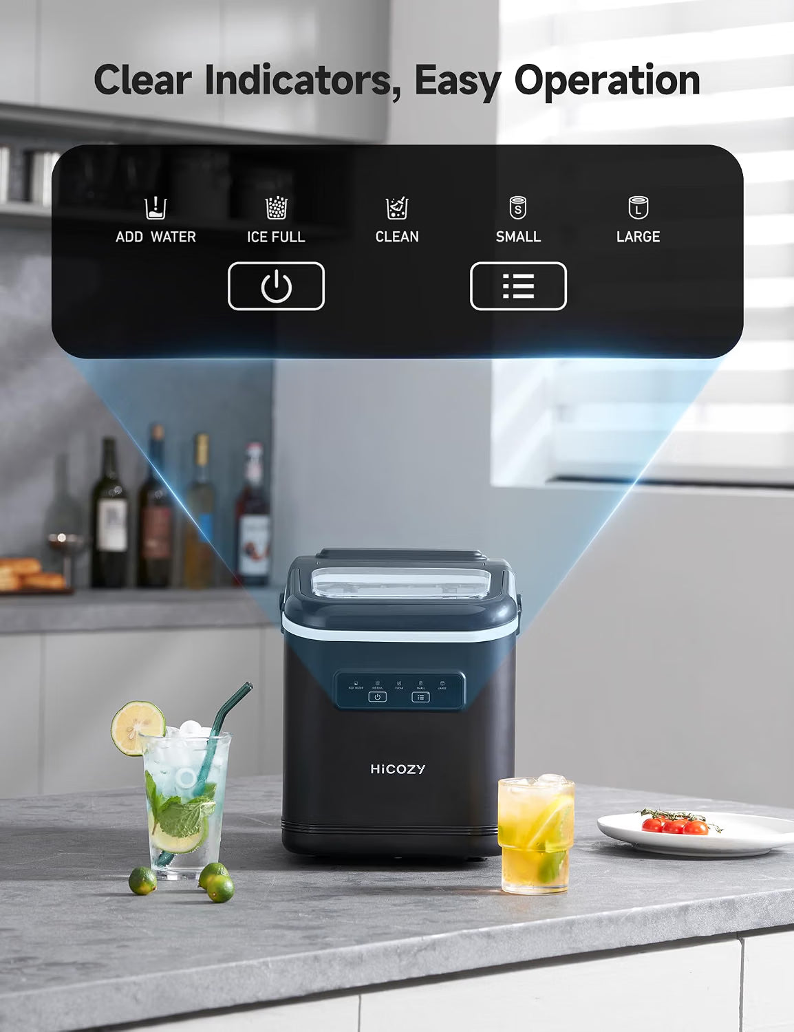Ice Maker Machine 6 Min Fast Ice 2 Sizes Self Cleaning Countertop HiCOZY D4 Home