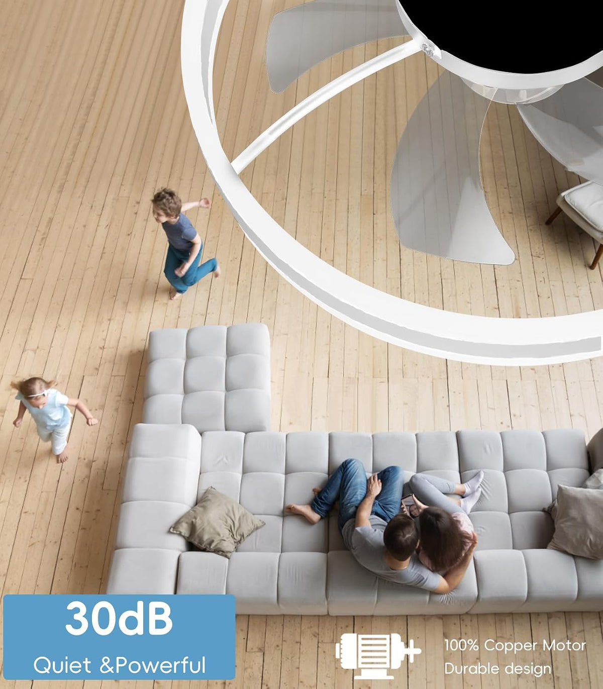 Ceiling Fan with Light Reversible DC Motor 6 Speed App Control Modern Home Fan