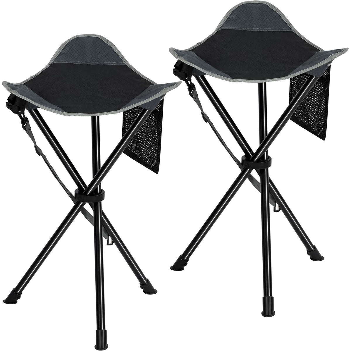 Folding Tripod Stool 22.4 Inch 2 Pack Lightweight Portable Black REDCAMP Camping