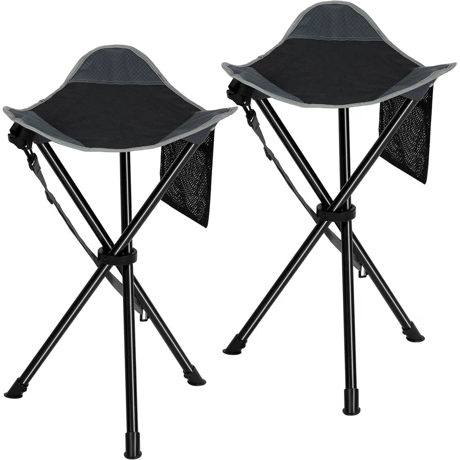 Folding Tripod Stool 22.4 Inch 2 Pack Lightweight Portable Black REDCAMP Camping
