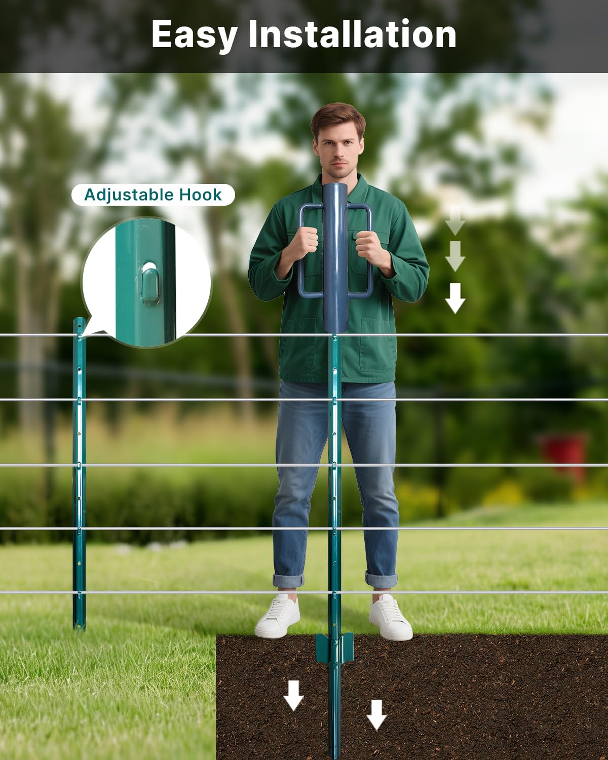 Metal Fence Posts 185cm 6ft U Post 10 Pack Steel Wire Garden Fencing ARIFARO