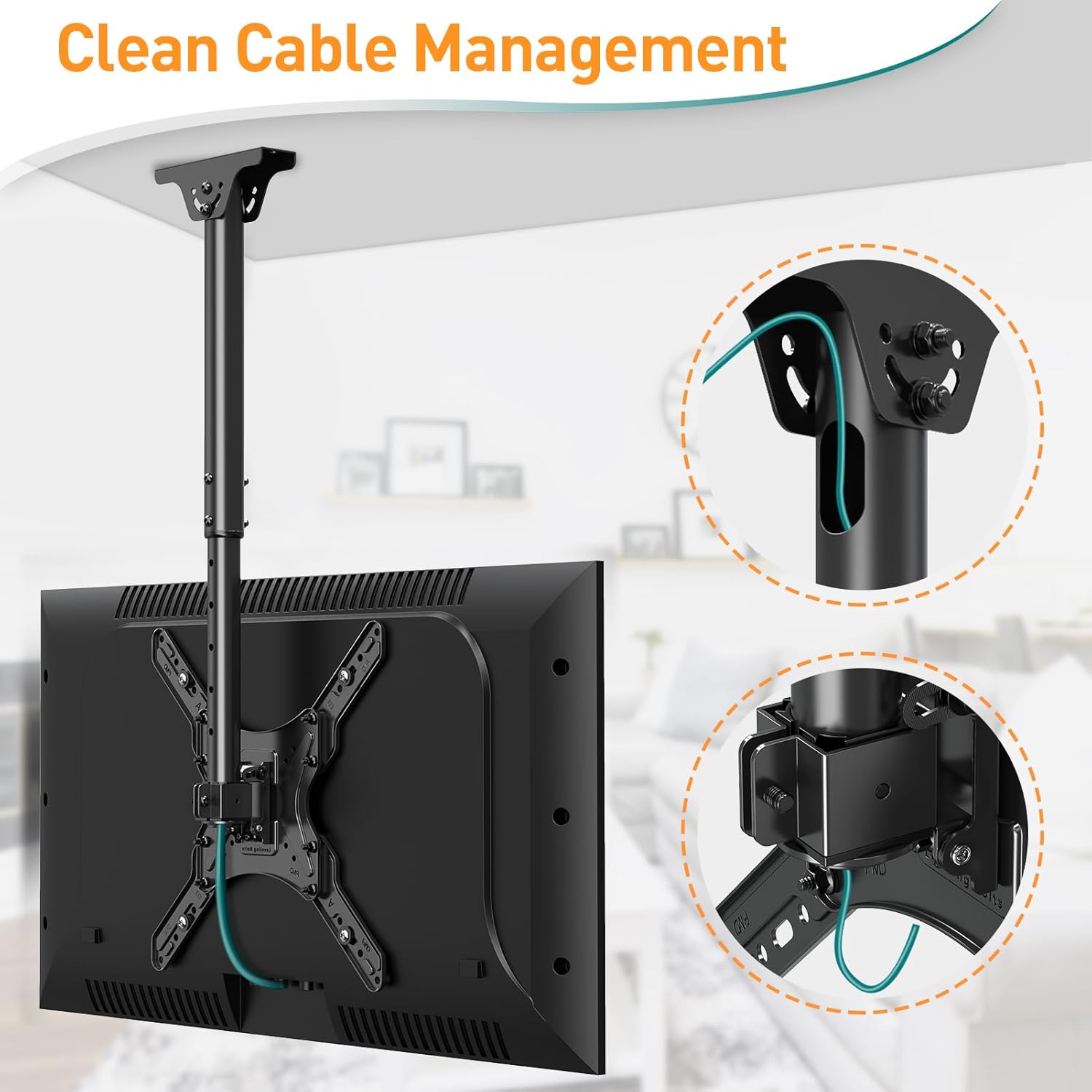 Ceiling TV Bracket 24-65 Inch Height Adjustable Full Motion ELIVED