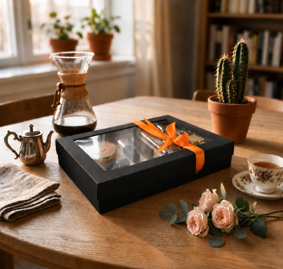 Gift Boxes 12 Pack Black Clear Window 29.5x22x4.5cm Present Boxes Emartbuy