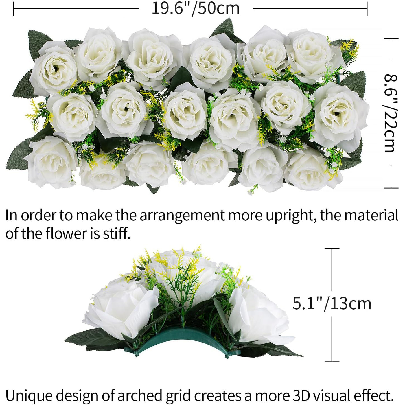 BLOSMON Artificial White Rose Centerpiece, 10 Pcs Silk Flowers for Wedding Decor