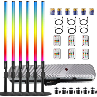 RGB Tube Lights 4FT 6 Pack Battery Powered 5000mAh Photography Video Studio Kit