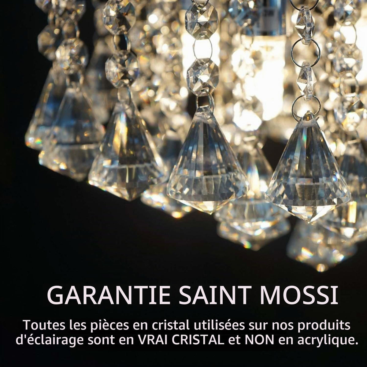 Crystal Ceiling Light 40cm Chrome Modern Chandelier E14 Saint Mossi Living Room