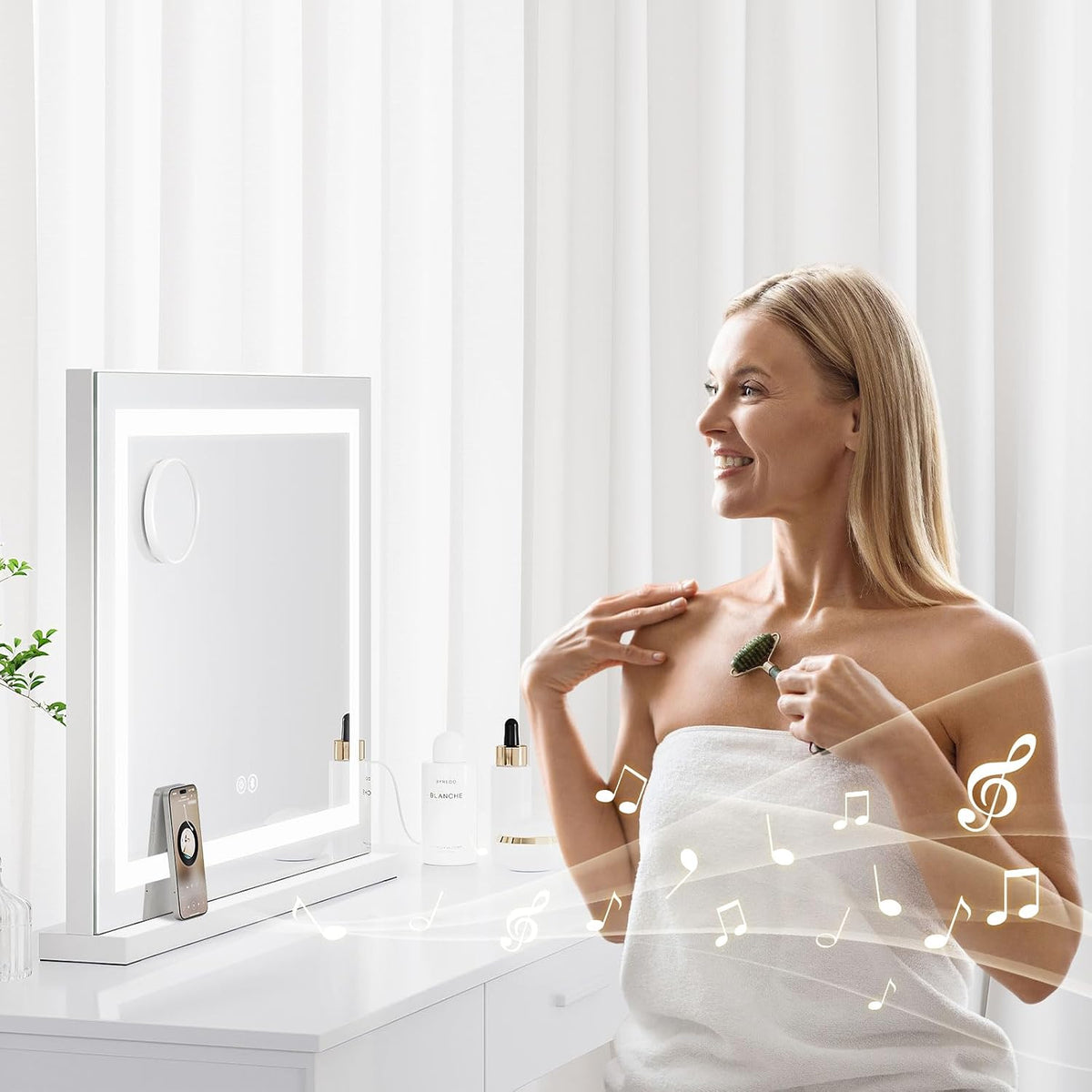 Hollywood Vanity Mirror 58x48cm Bluetooth LED Strip Light White Dripex Makeup