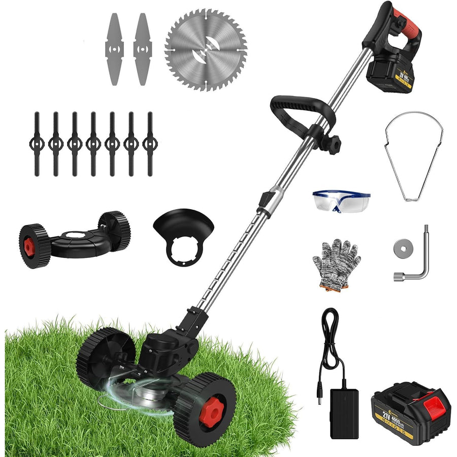 Cordless Grass Trimmer 21V 4.0Ah Garden Strimmer 4 Blades 1 Battery Conentool