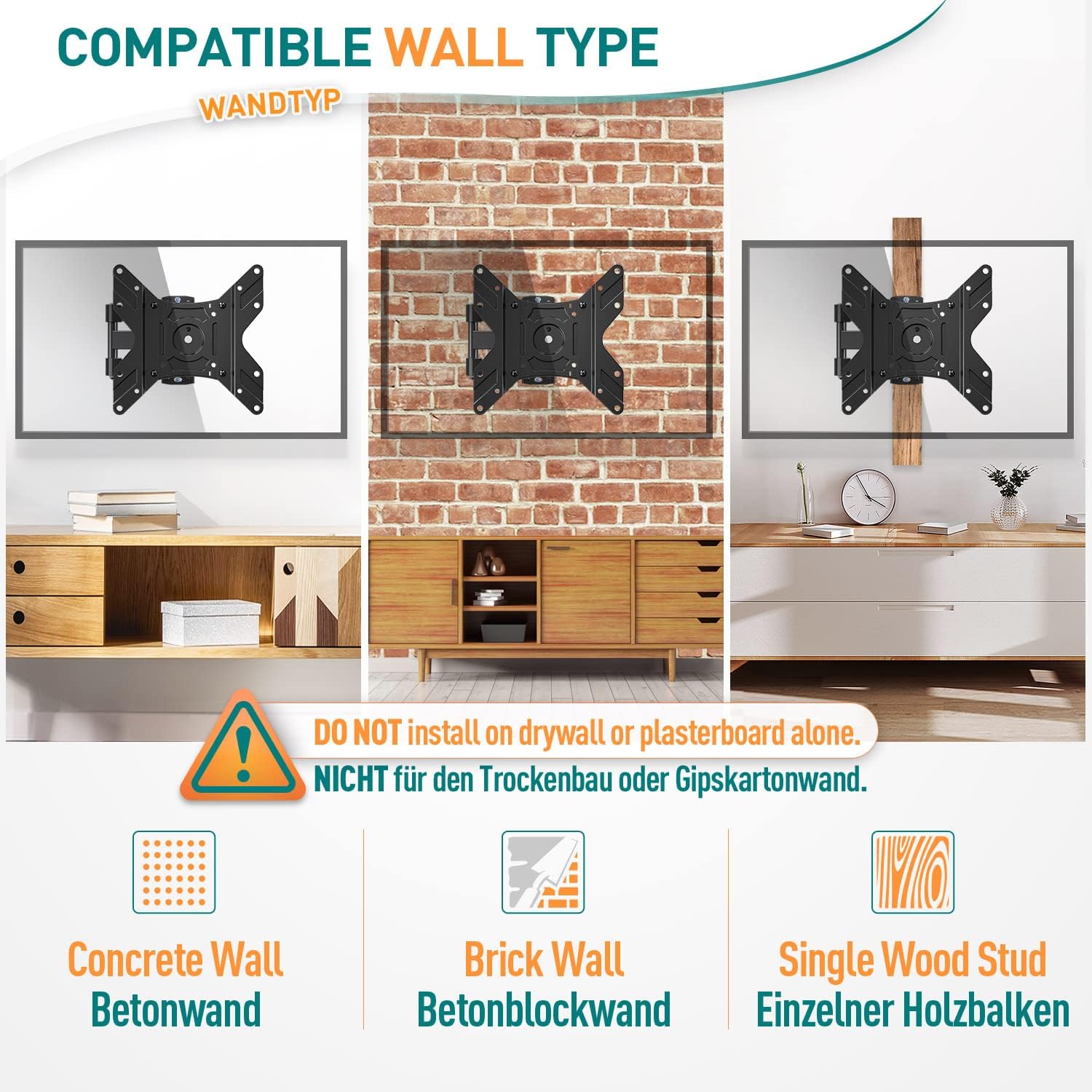 Tilt Swivel TV Bracket 14-40 Inch Full Motion Wall Mount VESA ELIVED