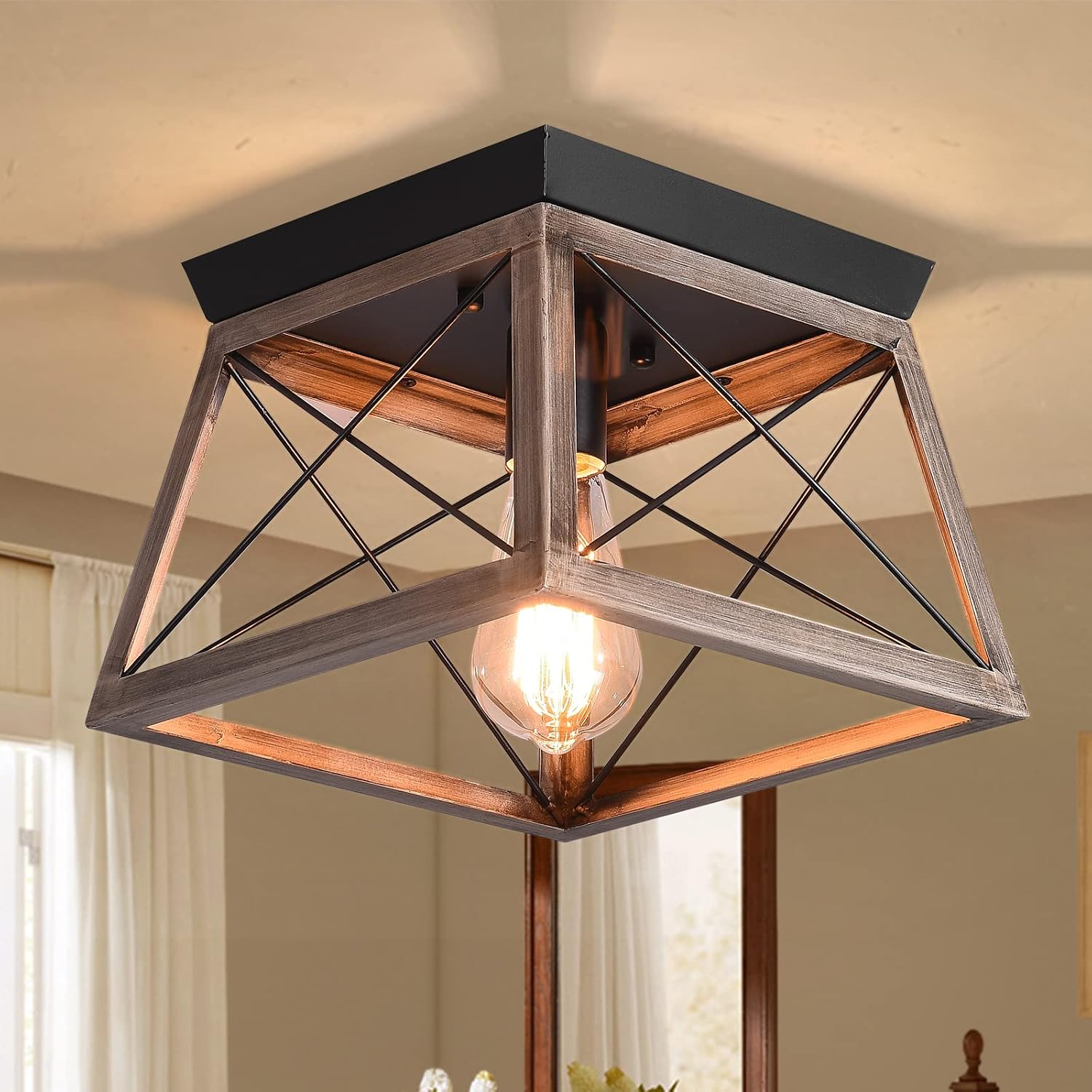Industrial Flush Mount Ceiling Light Bronze Farmhouse 1 Light Fixture Ganeed