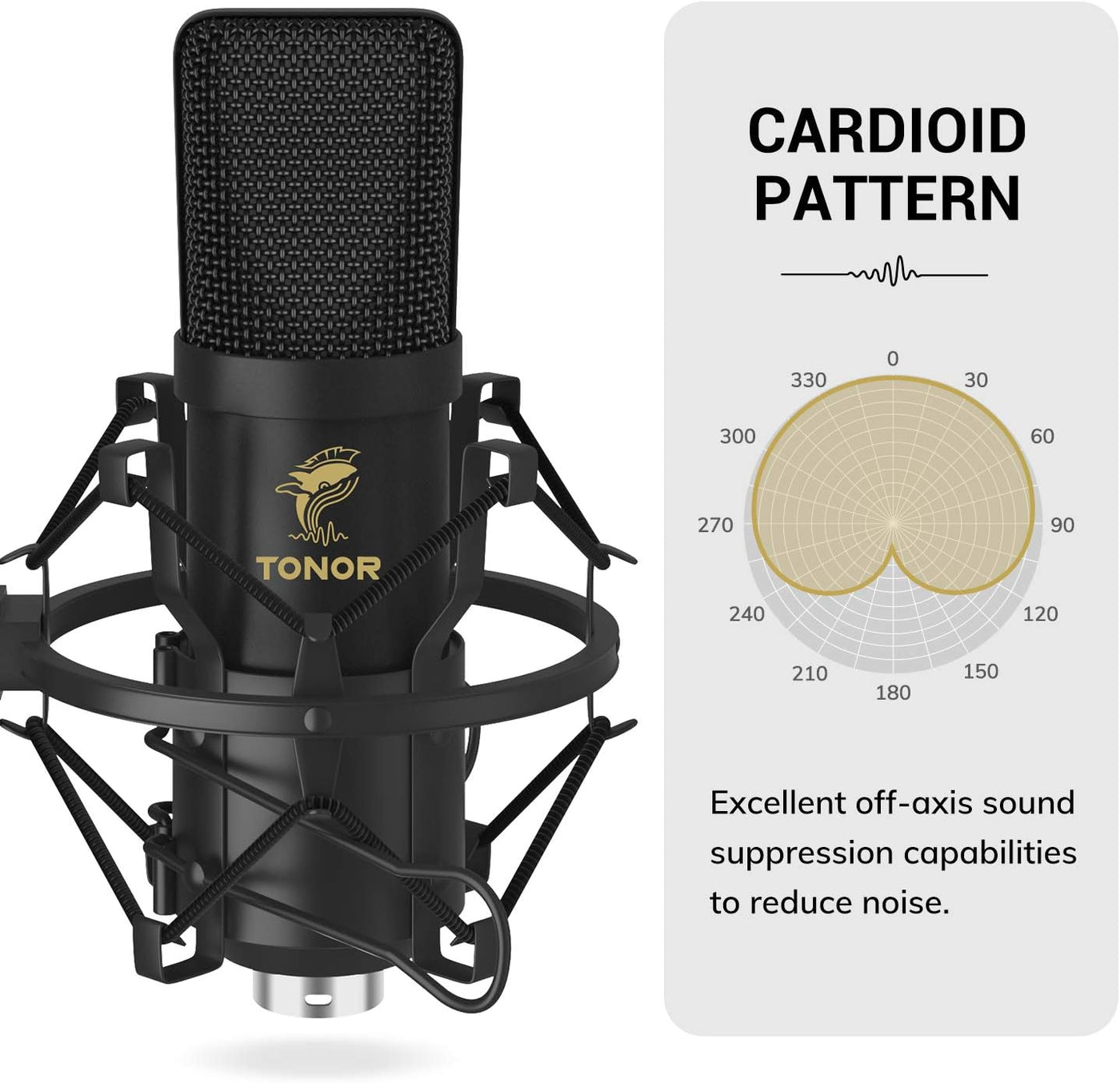 XLR Condenser Microphone Cardioid T20 Boom Arm Podcast Studio TONOR Mic Kit