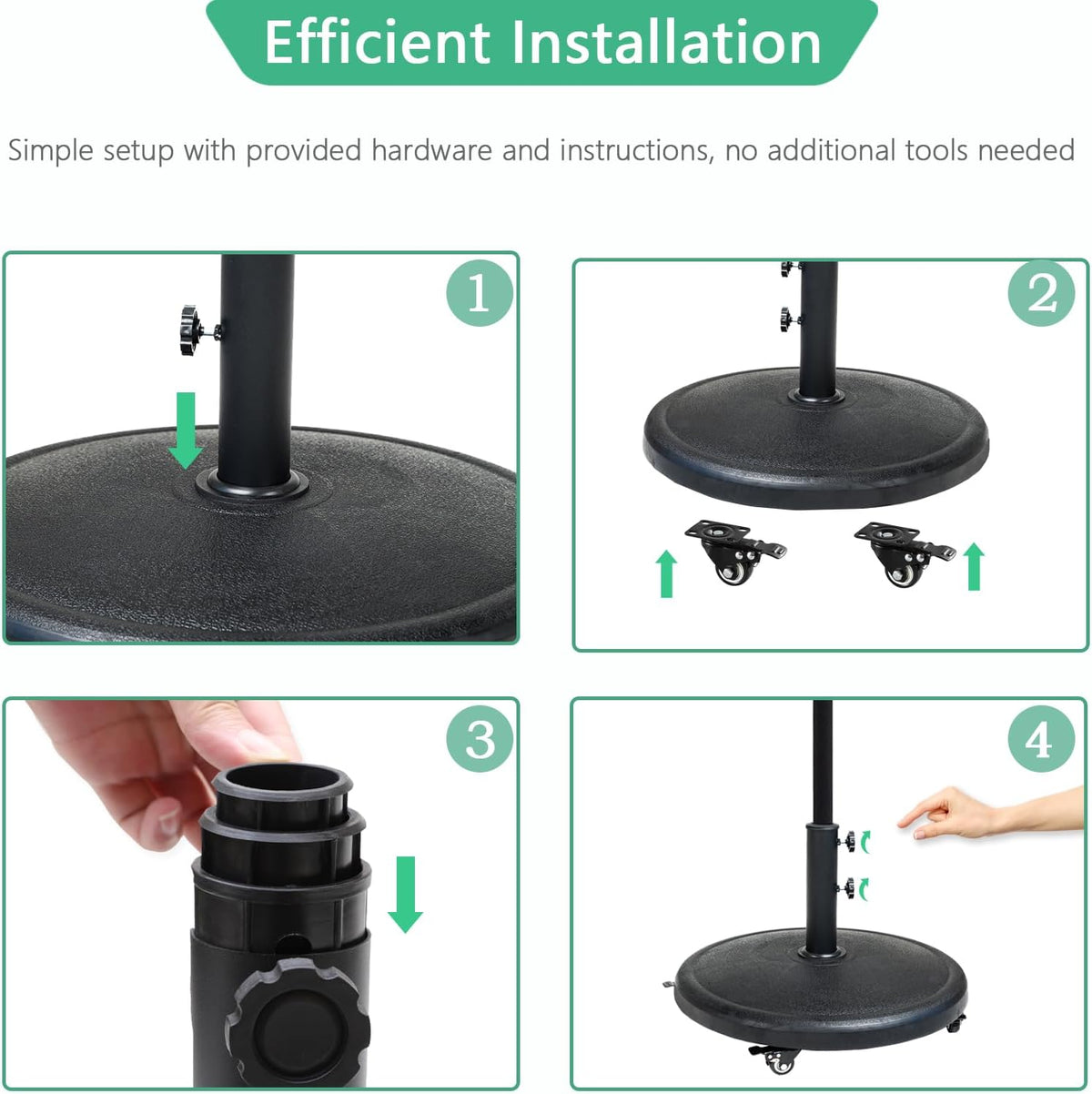 Parasol Base 20kg Heavy Duty Round Resin Umbrella Stand Wheels Helios&Hestia