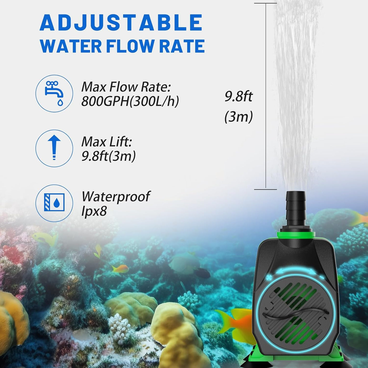 Submersible Water Pump 3000L/H 60W Ultra Quiet Fountain Aquarium Pond Knifel