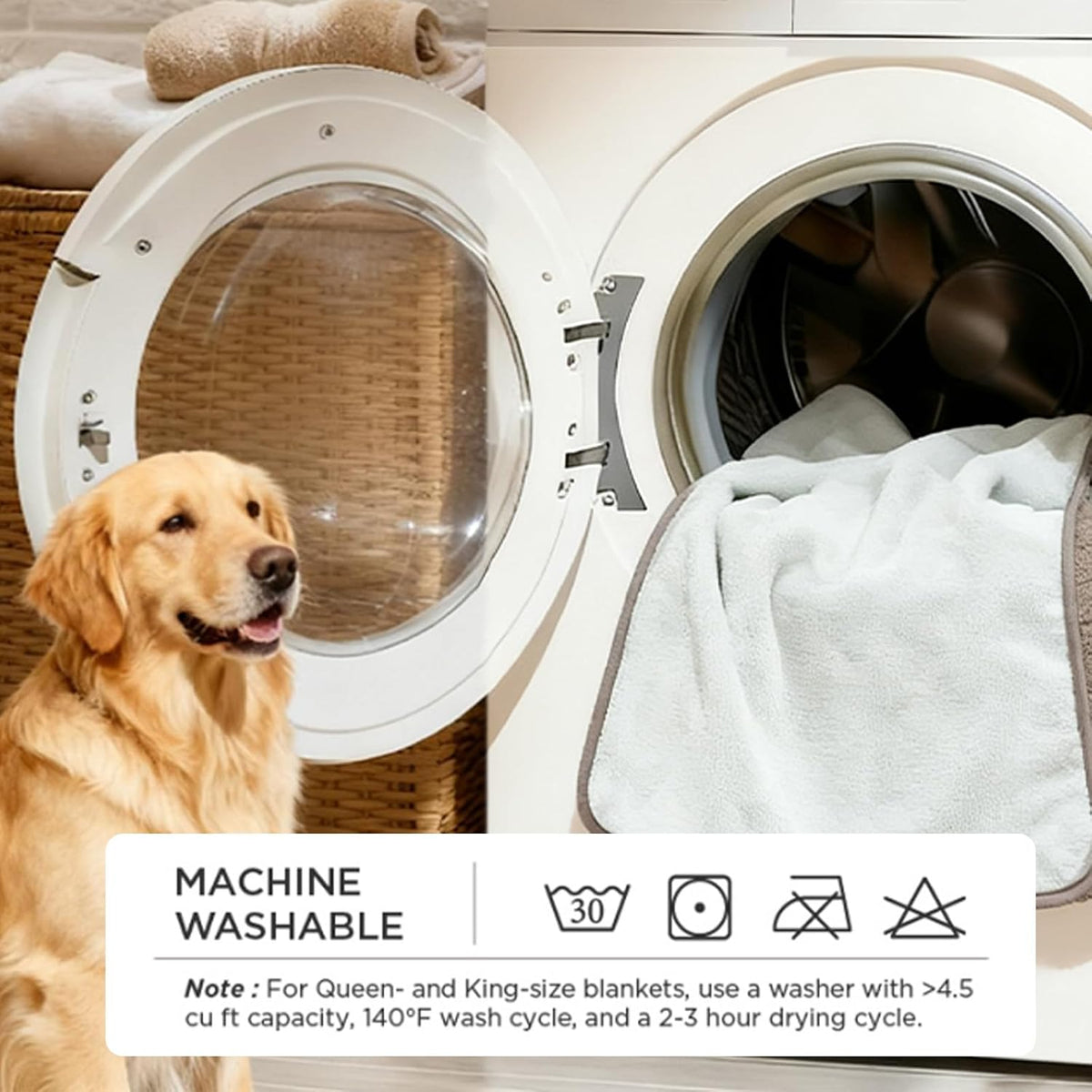Waterproof Dog Blanket 127x152cm Reversible Washable Sofa Cover H.Versailtex