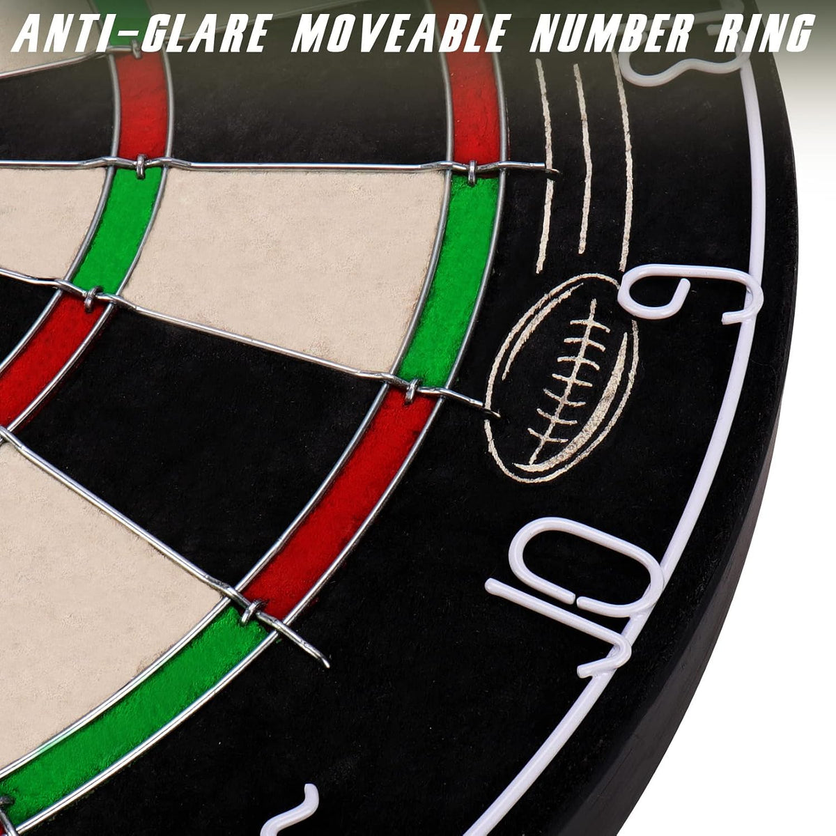 Dartboard Set Steel Tip 6 Darts 12 Flights Rotating Number Ring Bullseye Game Kit