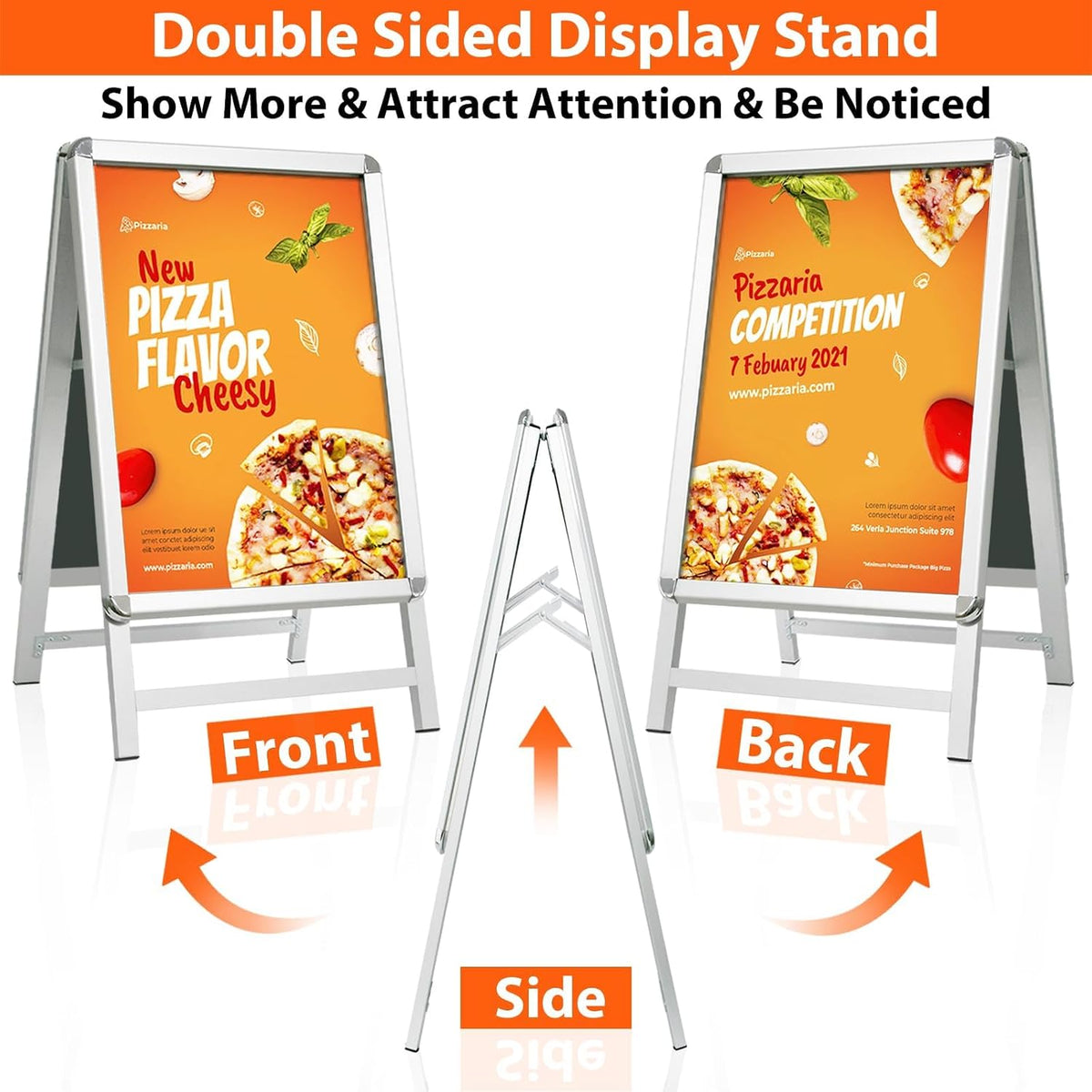 A2 Pavement Sign A Board Double Sided Poster Display Aluminium Frame Silver